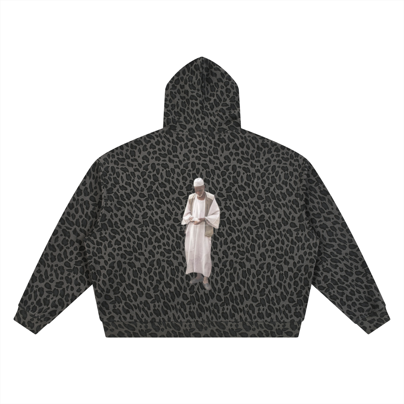 Unisex Leopard Print Waffle Full Zip Hoodie
